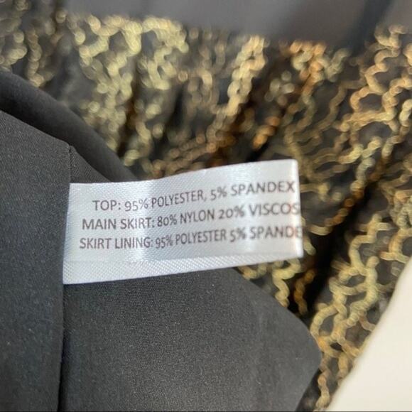 Lace Midi Dress Formal Mother of the Bride Eloquii Black/Gold Stretch sz 20W - Picture 3 of 13